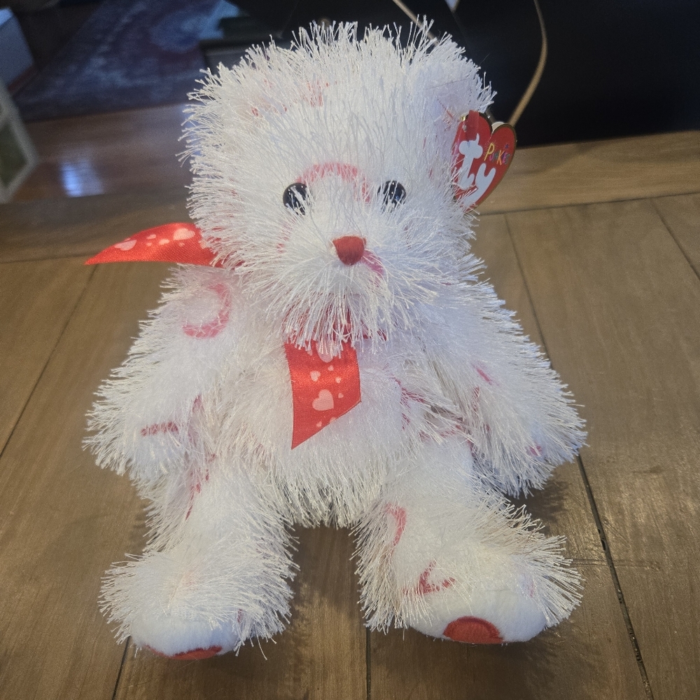 Ty Punkies Valentines White and Red Plush Bear